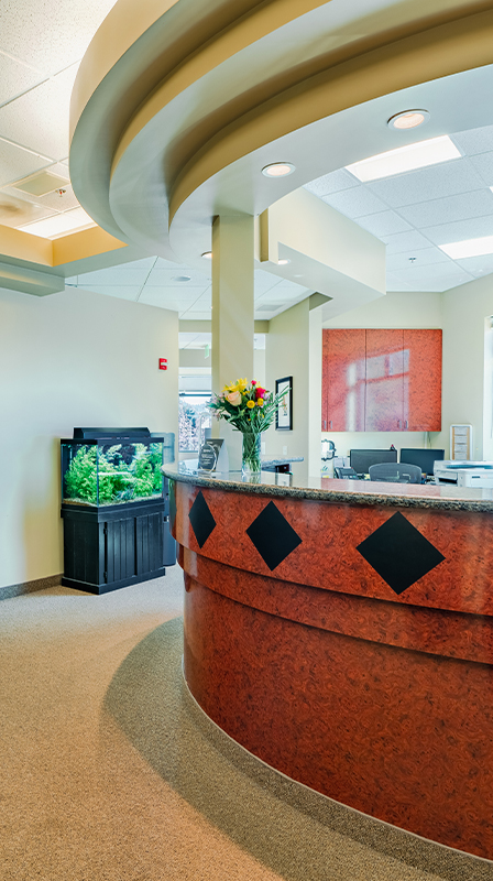 Gresham Advanced Dentistry – Office Reception Desk Reception desk at Gresham Advanced Dentistry in Gresham, Oregon