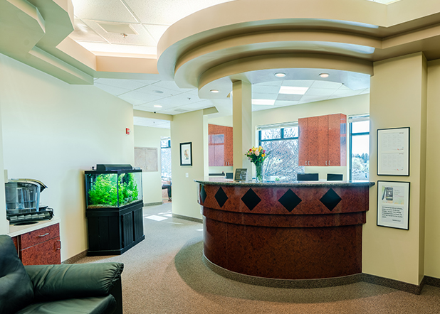 Gresham Advanced Dentistry – Contact Reception Front reception desk at Gresham Advanced Dentistry in Gresham, Oregon